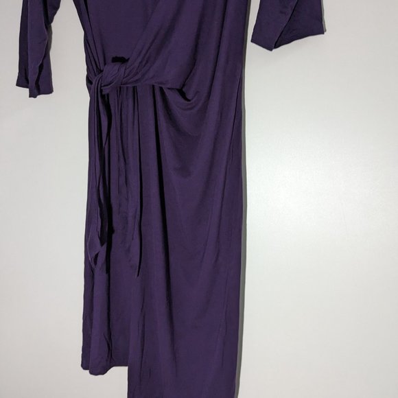 Tangente 3/4 Sleeve Wrap Dress Deep Purple Size Medium - Picture 3 of 8